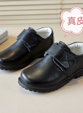 男童黑色皮鞋真皮软底学生皮鞋表演出英伦中大儿童小皮鞋春夏牛皮
