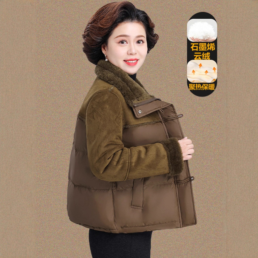 恒源祥小个子女短款棉衣拼接毛领2025新款中老年妈妈冬装保暖棉服,男装,中老年上装,淘宝优惠券,粉丝福利购,淘宝优惠卷