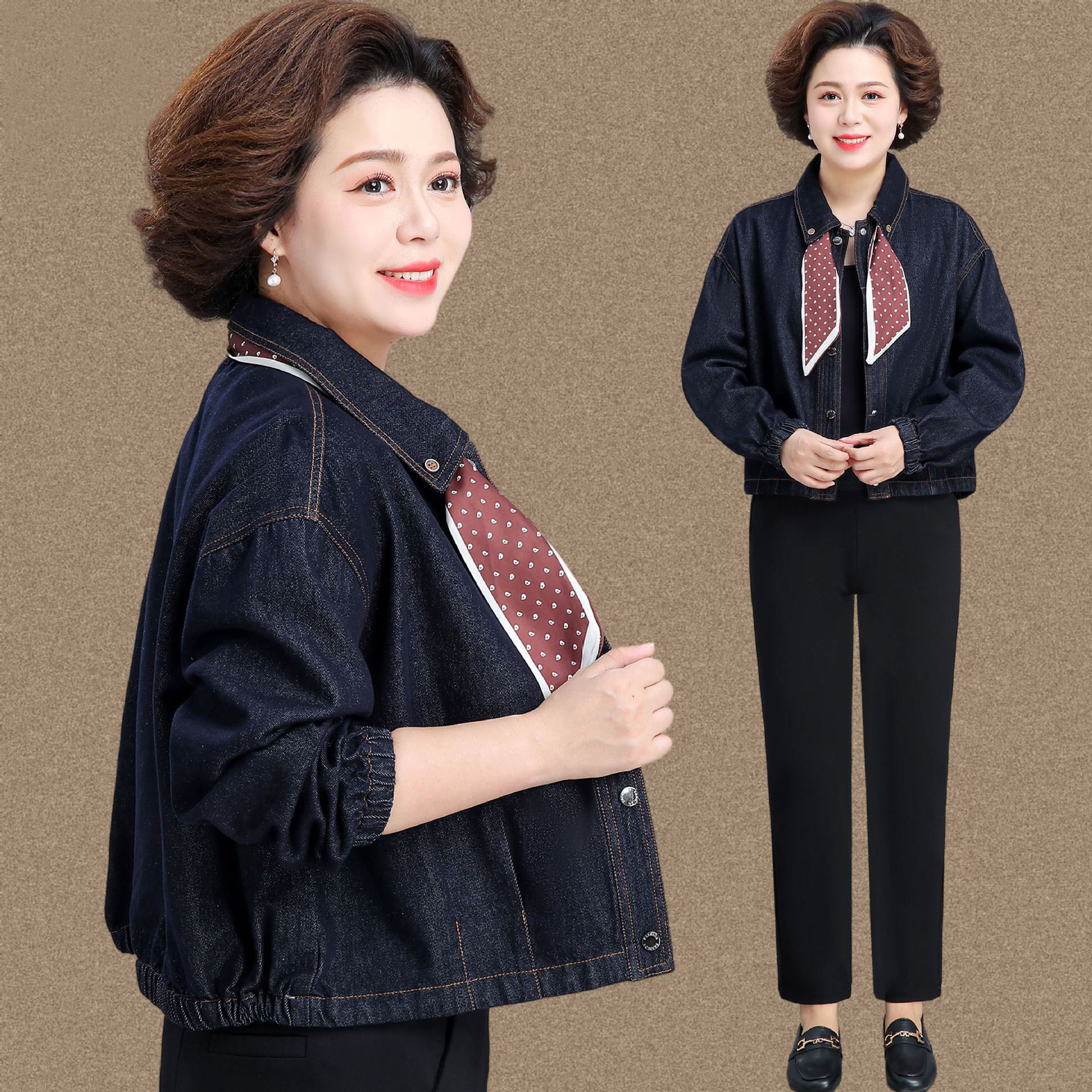 恒源祥中年妈妈秋装外套时尚减龄牛仔夹克2025新款中老年春秋宽松,女装/女士精品,中老年女装,淘宝优惠券,粉丝福利购,淘宝优惠卷