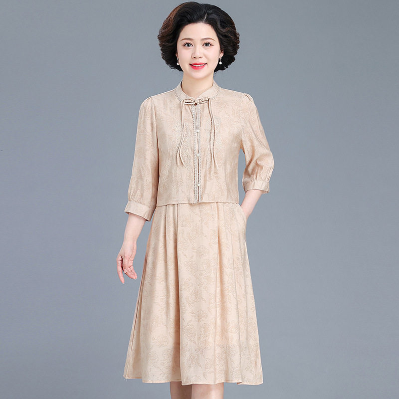 恒源祥妈妈夏装连衣裙套装2025新款中老年女春夏雪纺外套贵夫人气,女装/女士精品,中老年女装,淘宝优惠券,粉丝福利购,淘宝优惠卷