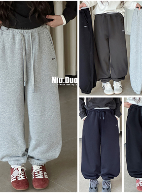 牛哆哆童装儿童一体绒软糯卫裤25冬新男女童保暖运动长裤潮39531