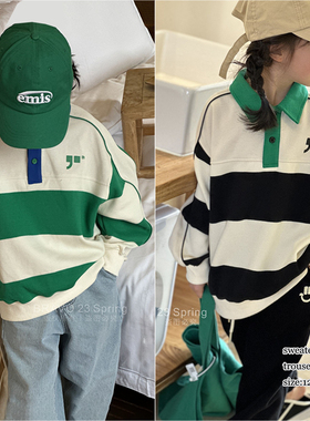 布芮欧童装儿童条纹时尚POLO衫套头卫衣2023春季新品男女童35852