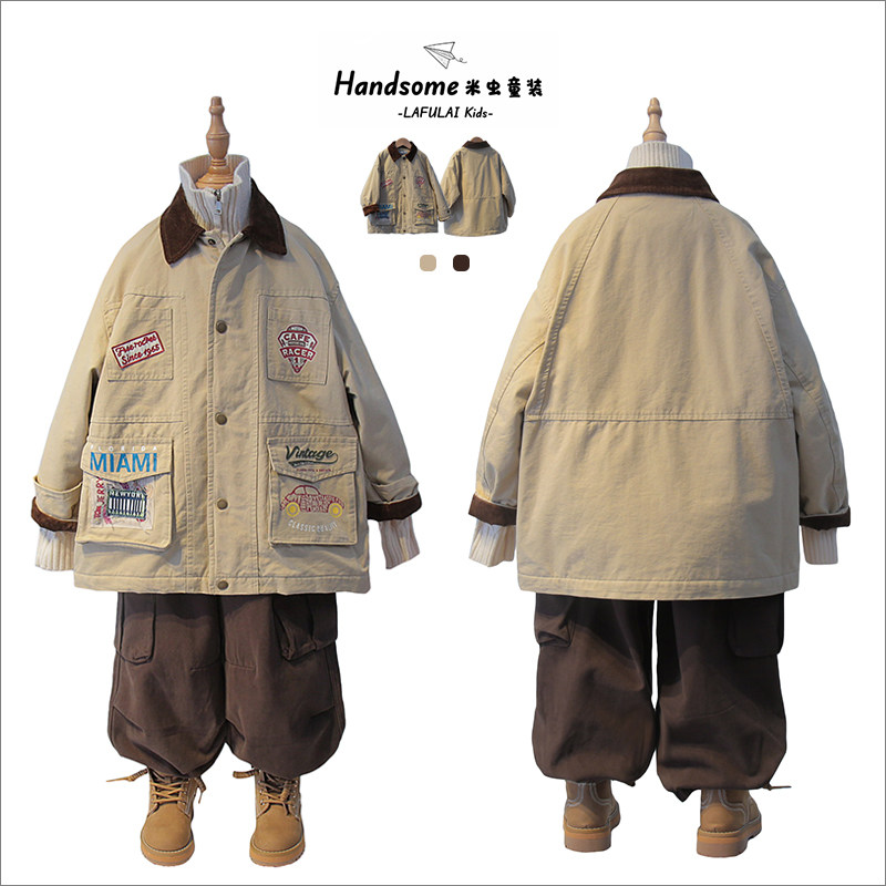 啦芙莱童装儿童卡通风衣夹薄棉外套25冬季新男女童中大童上衣6783