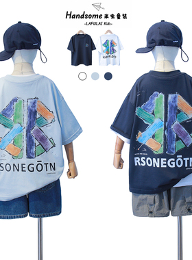 牛哆哆童装儿童彩漆运动风凉感短袖T恤25夏季新品中大童男童63885