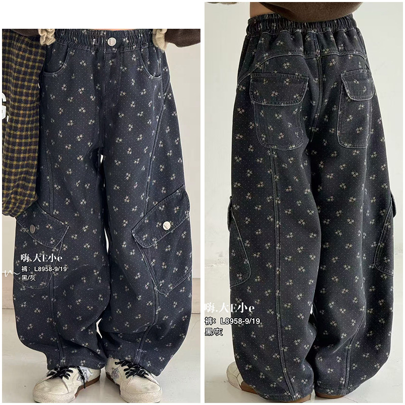 大E小e童装儿童甜美一体绒格碎花抓绒休闲裤25冬新女童潮长裤8958,童装/婴儿装/亲子装,裤子,淘宝优惠券,粉丝福利购,淘宝优惠卷