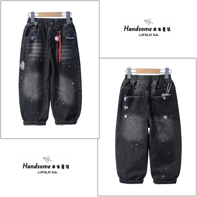 啦芙莱童装儿童漆点休闲裤春秋季新品男女童休闲工装裤长裤潮3185