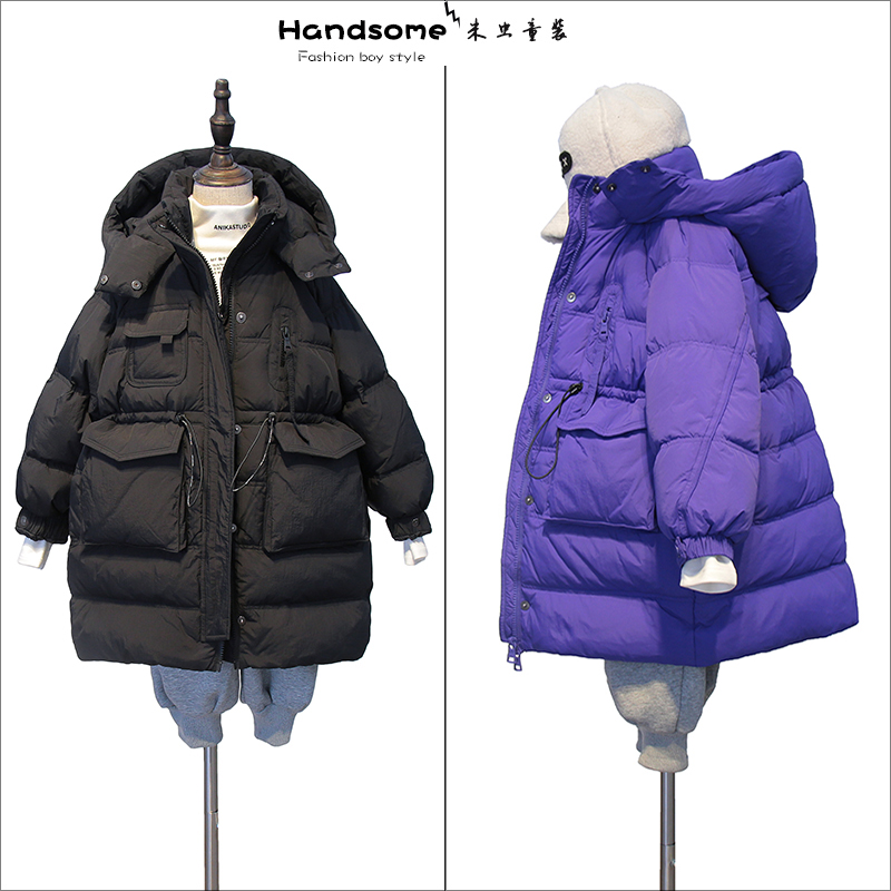 啦芙莱童装儿童连帽90鸭绒中长款羽绒服24冬季新品男女童外套2218