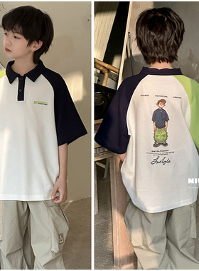 牛哆哆童装儿童撞色卡通短袖T恤25夏季新品中大童男童POLO衫39052