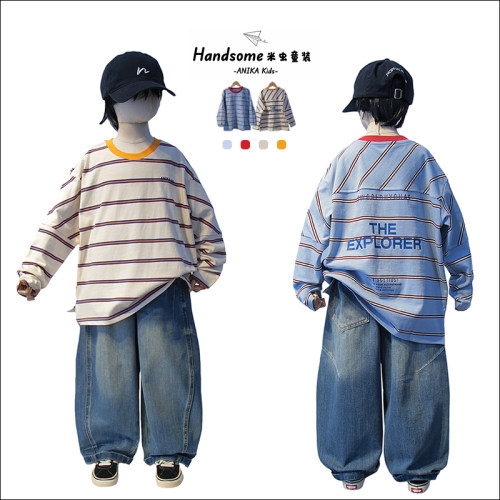 ANIKA条纹长袖童T恤春季新款