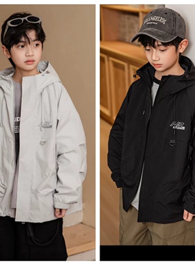 牛哆哆童装儿童潮酷工装外套24春季新品男童连帽夹克拉链衫72295