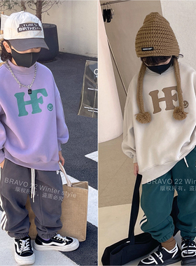 [清仓]布芮欧童装儿童韩版一体绒卫衣24冬新男童保暖套头衫35832