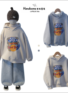 啦芙莱童装儿童韩版运动一体绒连帽卫衣25冬新品男女童套头衫7816