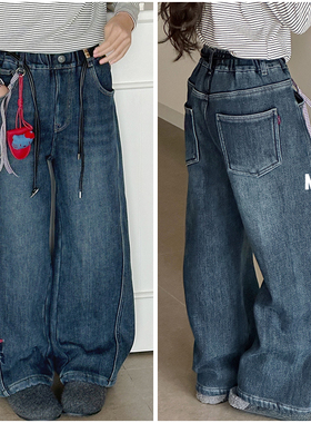 牛哆哆童装儿童挂件奥粒绒牛仔裤25冬季新品男女童休闲长裤82290