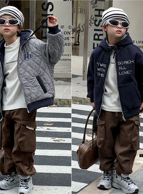 清仓处理布芮欧童装儿童两面穿夹棉运动风外套冬季男童拉链衫6979