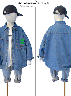 牛哆哆童装儿童简约加绒加厚牛仔衬衫2022冬季新品男女童潮33382