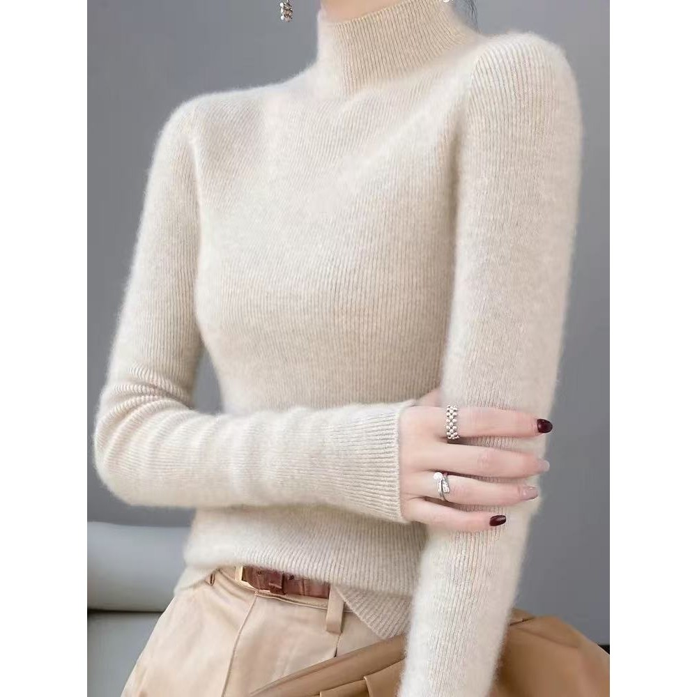 香港潮牌2025秋冬新款100纯羊毛衫女半高领抽条打底修身显瘦羊绒,女装/女士精品,羊绒衫,淘宝优惠券,粉丝福利购,淘宝优惠卷