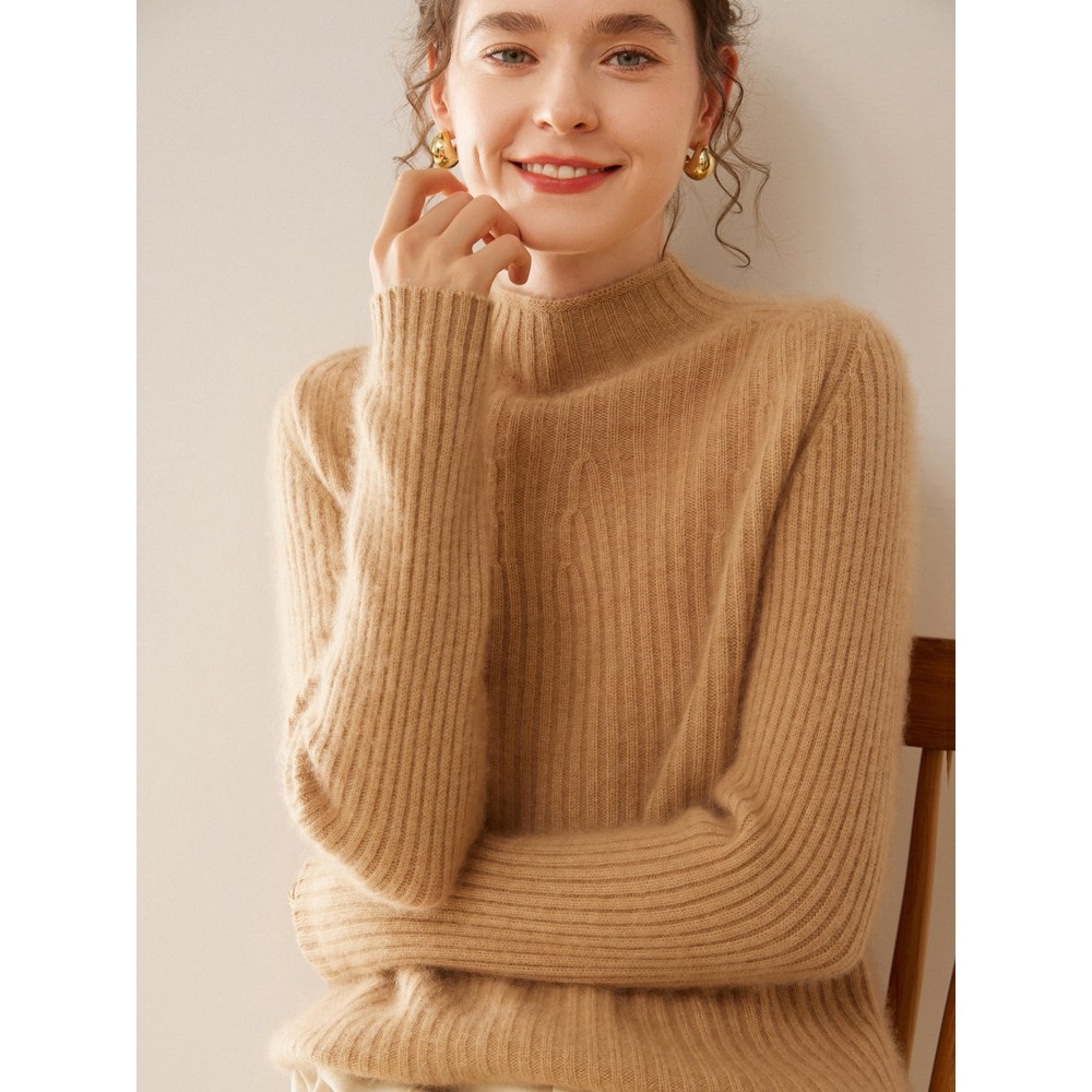 香港潮牌2025秋冬新款加厚半高领毛衣山羊绒衫女内搭抽条套头针织,女装/女士精品,羊绒衫,淘宝优惠券,粉丝福利购,淘宝优惠卷