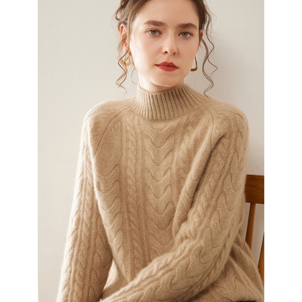 香港潮牌重磅三股加厚半高领山羊绒衫扭花宽松显瘦毛衣女套头内搭,女装/女士精品,羊绒衫,淘宝优惠券,粉丝福利购,淘宝优惠卷