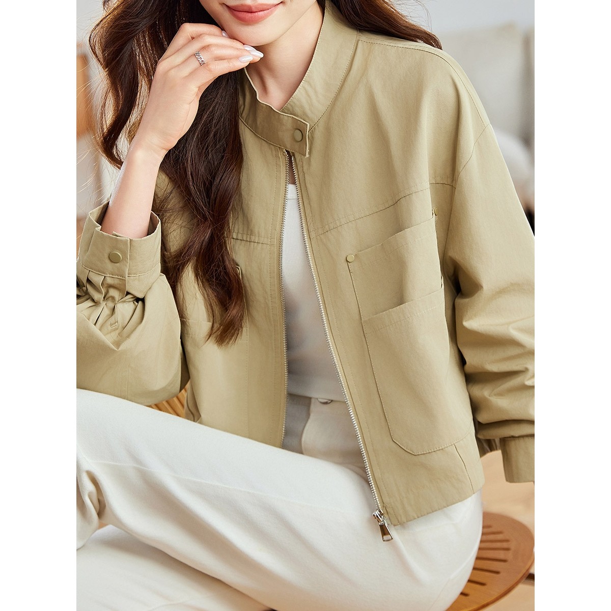 香港潮牌棉茧 短外套女2025春装新款立领上衣小个子设计感小众夹,女装/女士精品,短外套,淘宝优惠券,粉丝福利购,淘宝优惠卷