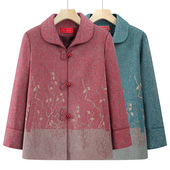 恒源祥中老年妈妈装 老 时尚 春秋外套老太太翻领上衣奶奶装 宽松春装