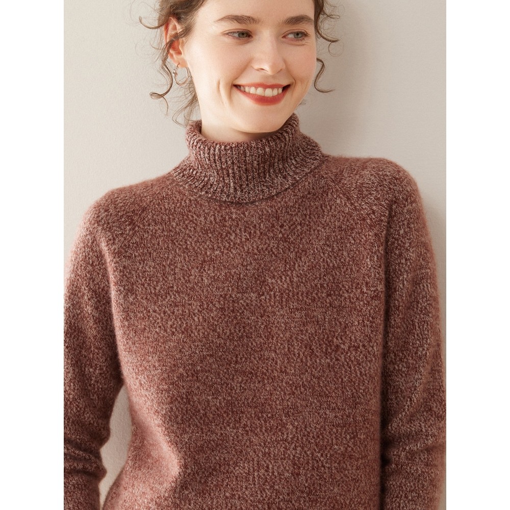 香港潮牌高翻领山羊绒衫新款加厚女士宽松套头夹花羊绒衫针织插肩,女装/女士精品,羊绒衫,淘宝优惠券,粉丝福利购,淘宝优惠卷