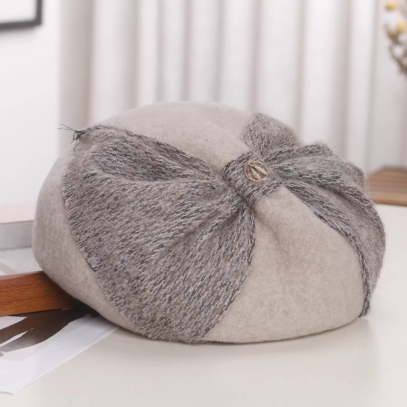 香港潮牌日系复古羊毛贝雷帽女秋冬时尚蝴蝶结画家帽名媛气质显脸,童装/婴儿装/亲子装,帽子,淘宝优惠券,粉丝福利购,淘宝优惠卷