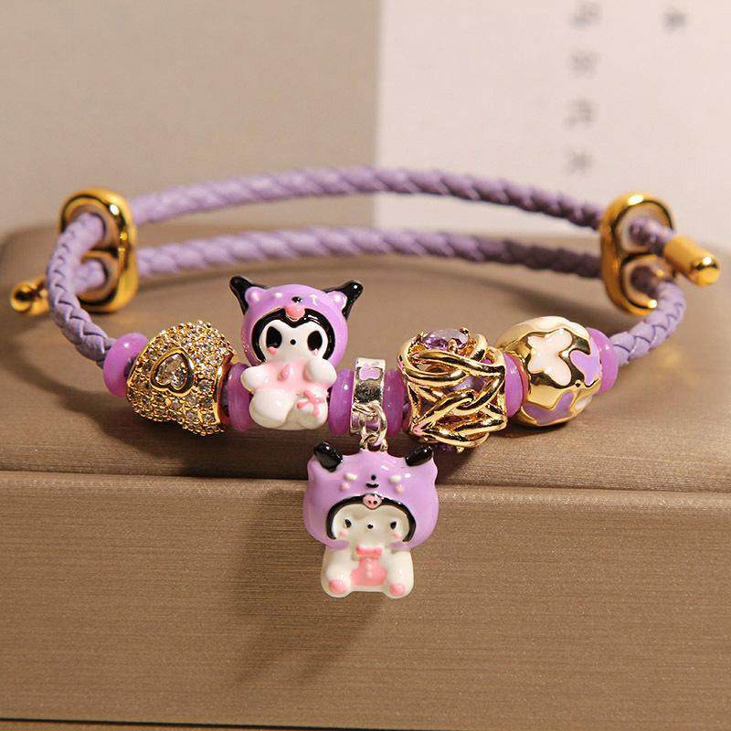 香港潮牌新中式紫色皮绳手链女轻奢小众高级感气质百搭卡通手串手,饰品/流行首饰/时尚饰品新,银饰手链,淘宝优惠券,粉丝福利购,淘宝优惠卷