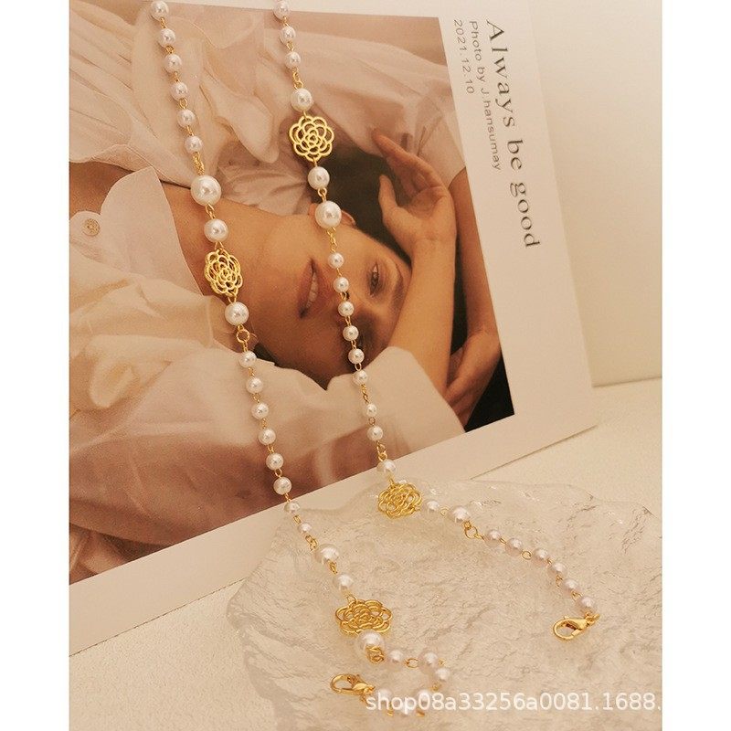 香港潮牌INS小众合金复古小香风山茶花珍珠链毛衣链法式轻奢眼镜,饰品/流行首饰/时尚饰品新,项链,淘宝优惠券,粉丝福利购,淘宝优惠卷
