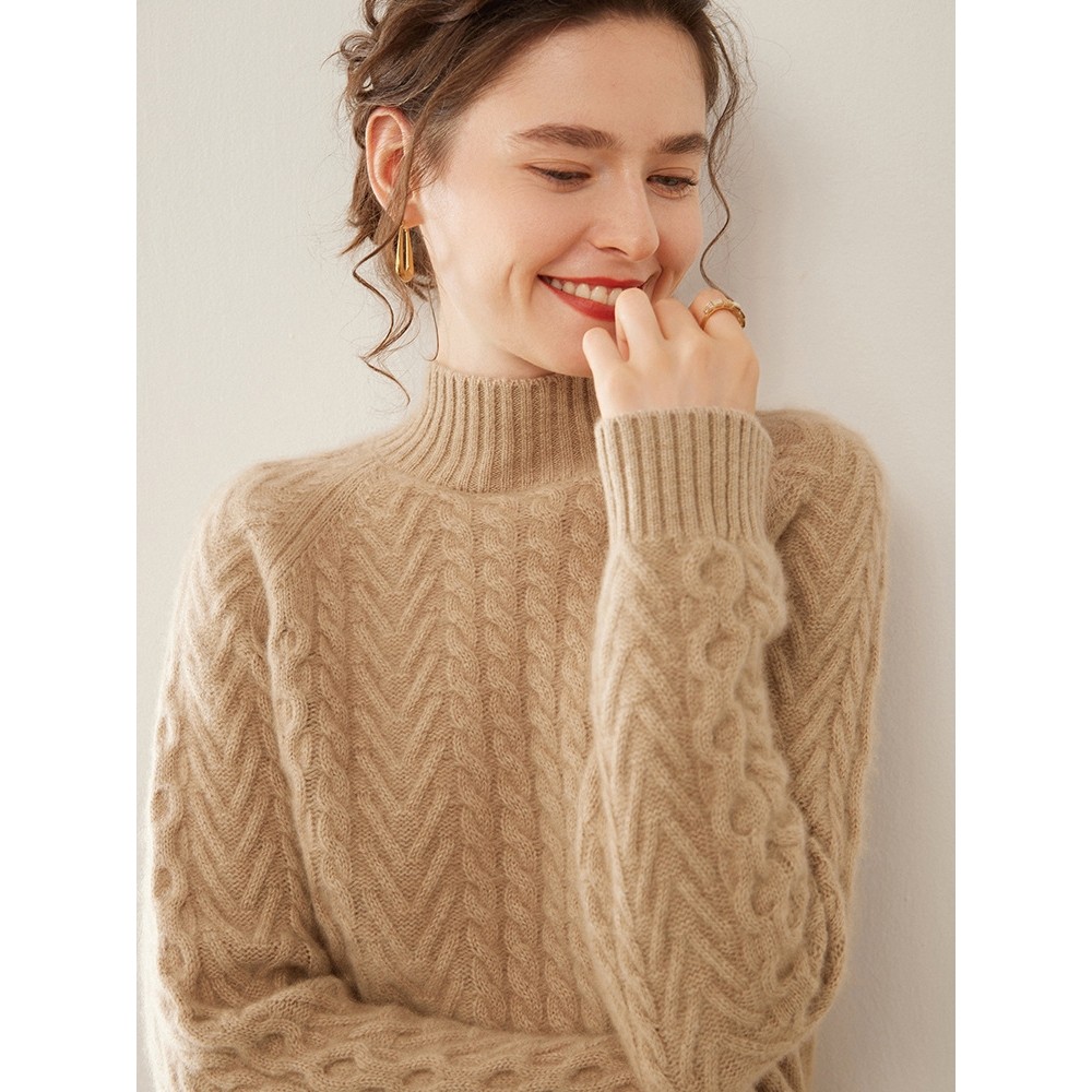 香港潮牌重磅三股加厚山羊绒衫女半高领麻花插肩袖秋冬毛衣针织打,女装/女士精品,羊绒衫,淘宝优惠券,粉丝福利购,淘宝优惠卷