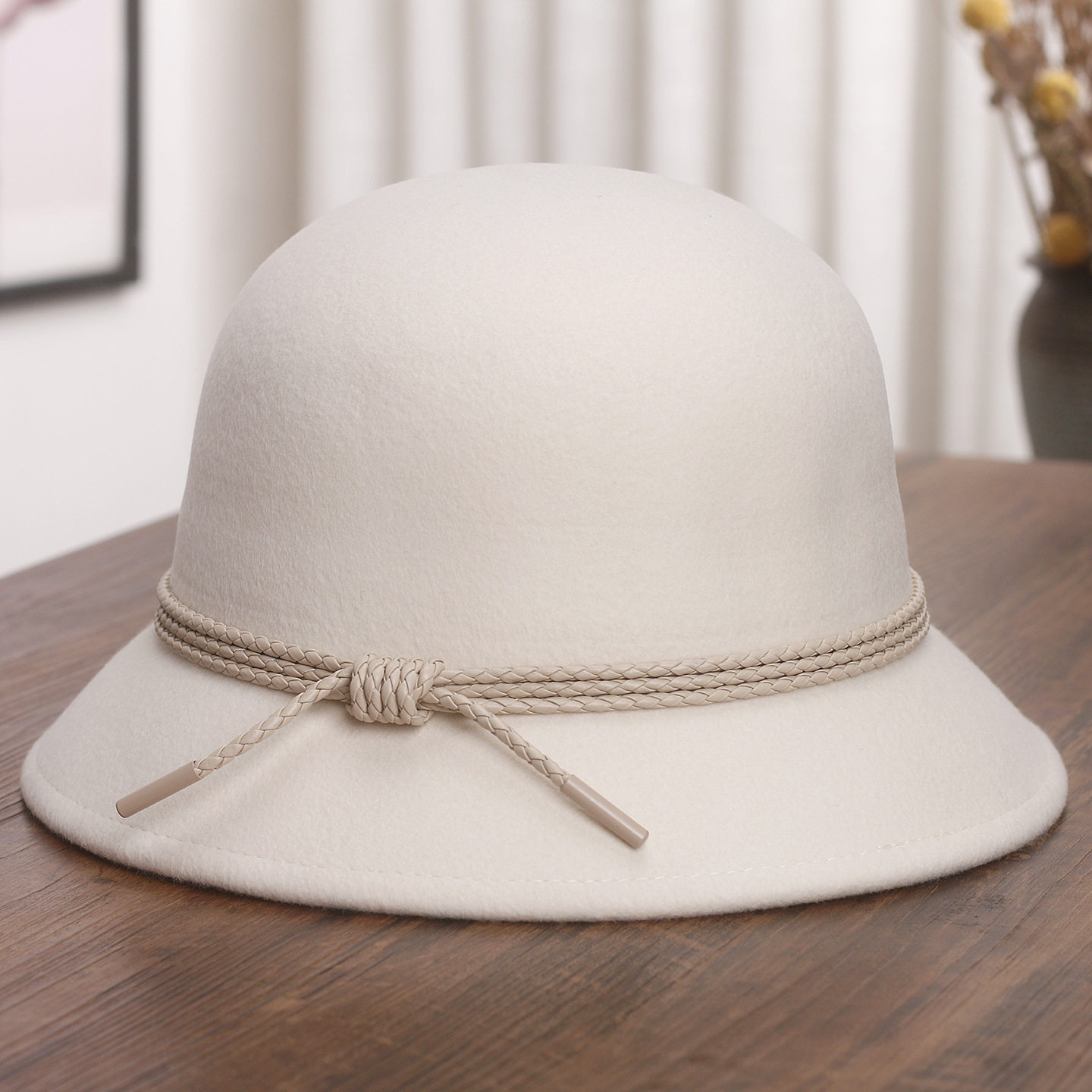 香港潮牌韩版简约皮绳羊毛渔夫帽子女秋冬复古赫本风盆帽法式气质,服饰配件/皮带/帽子/围巾,帽子,淘宝优惠券,粉丝福利购,淘宝优惠卷