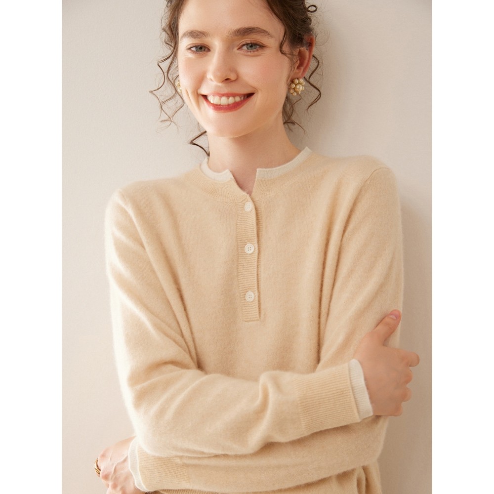 香港潮牌秋冬半开圆领带扣山羊绒衫女套头宽松毛衣短款内搭假两件,女装/女士精品,羊绒衫,淘宝优惠券,粉丝福利购,淘宝优惠卷