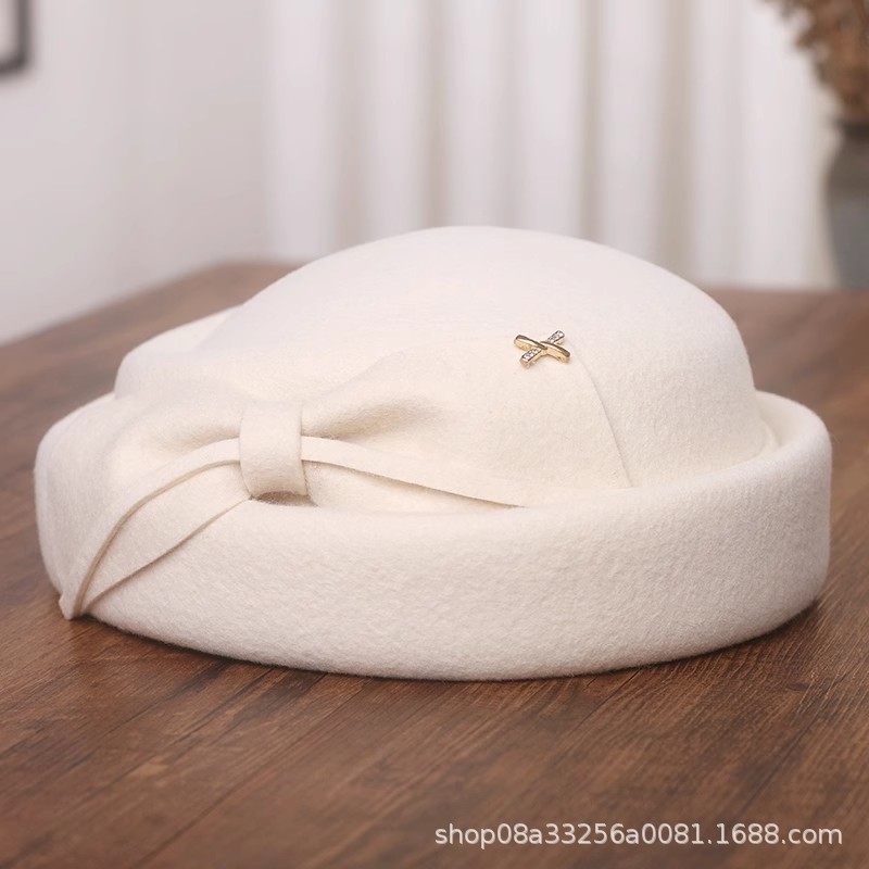 香港潮牌法式优雅蝴蝶结羊毛呢贝雷帽女秋冬赫本风卷边小礼帽复古,宠物/宠物食品及用品,帽子,淘宝优惠券,粉丝福利购,淘宝优惠卷