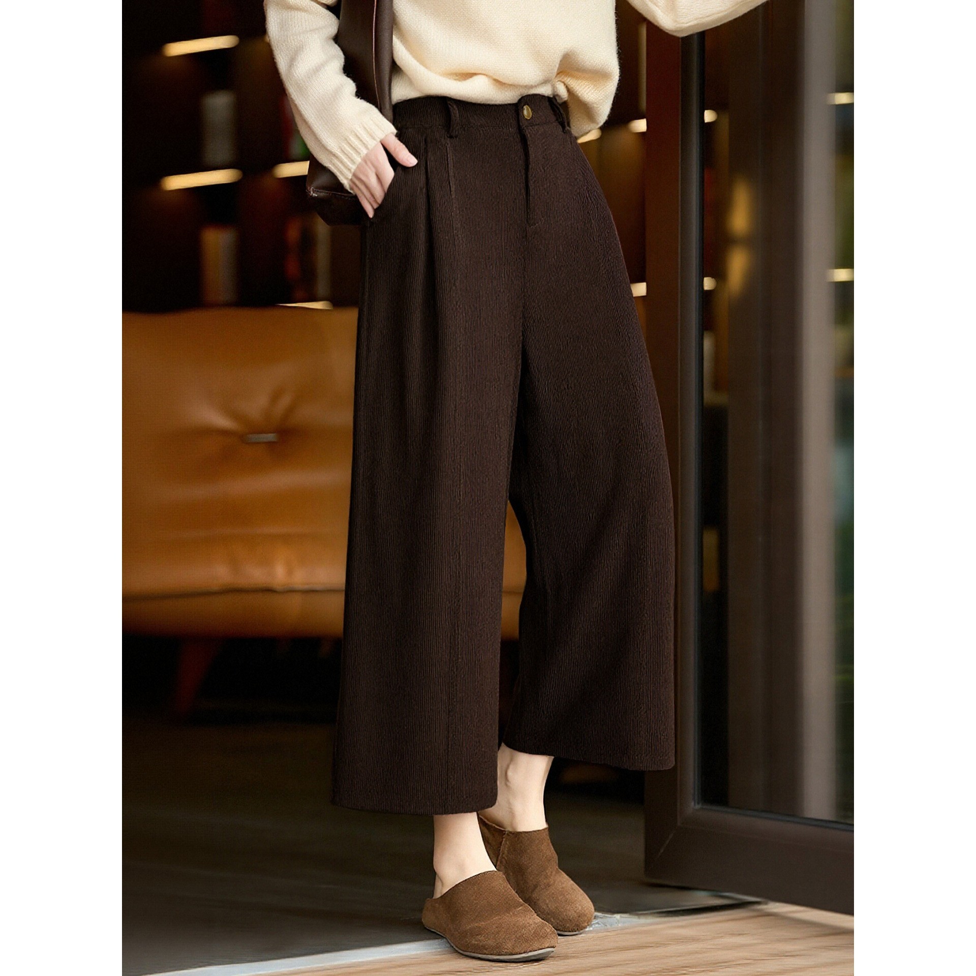 香港潮牌棉茧 灯芯绒休闲裤子女装秋冬新款小个子加厚高腰百搭直,女装/女士精品,西装裤/正装裤,淘宝优惠券,粉丝福利购,淘宝优惠卷