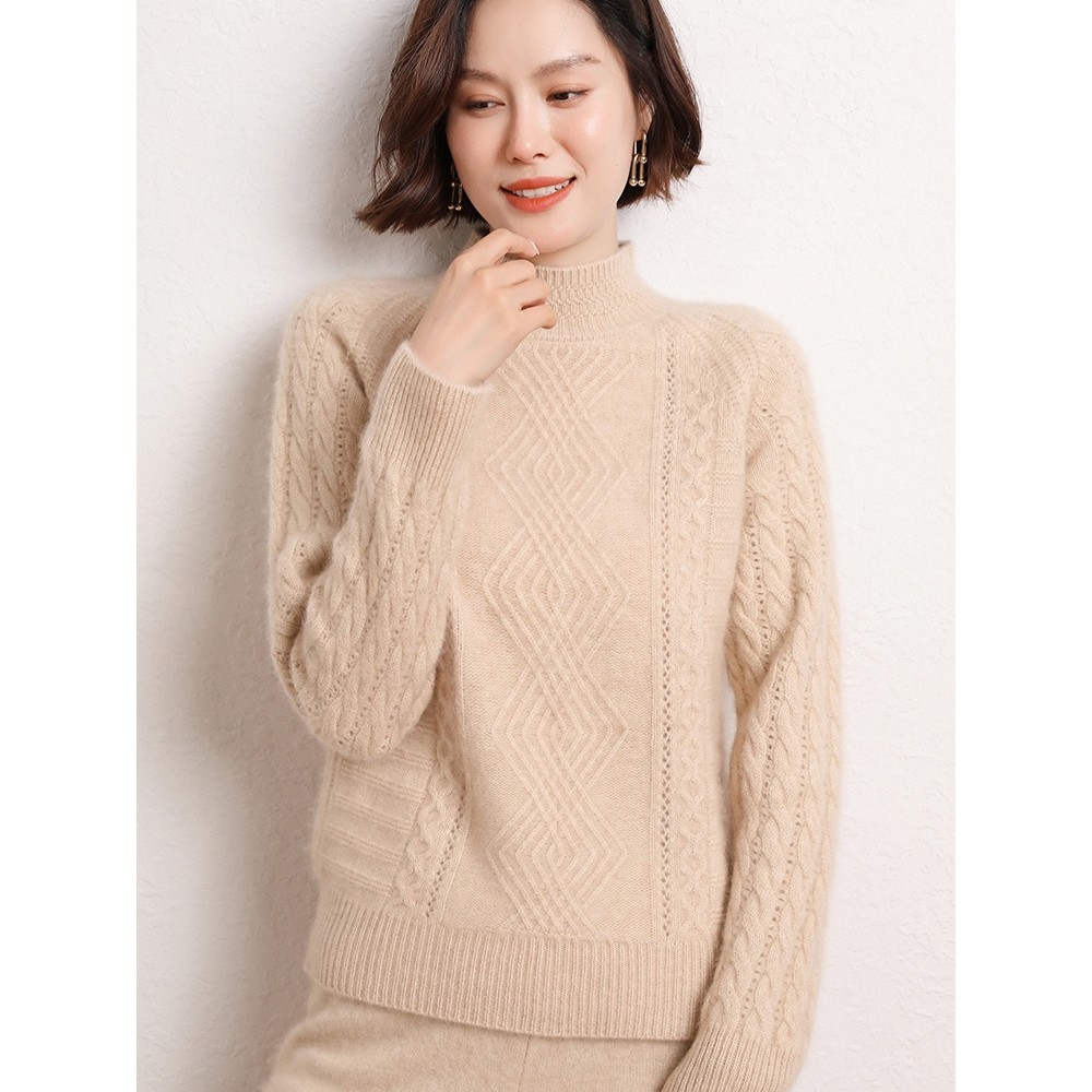 香港潮牌2025年秋冬新款双股重磅加厚半高领山羊绒衫女休闲百搭毛,女装/女士精品,羊绒衫,淘宝优惠券,粉丝福利购,淘宝优惠卷