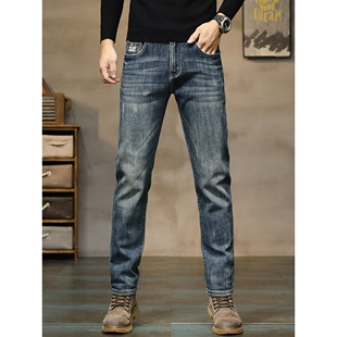 男士 牛仔长裤 修身 弹力休闲男式 水 显高男装 韩国潮牌2026春秋牛仔裤