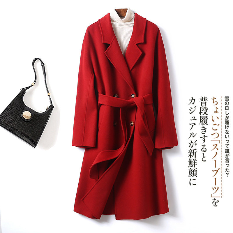香港潮牌2025秋冬经典款款新娘结婚过年红色大衣高端双面呢外套长,女装/女士精品,毛呢外套,淘宝优惠券,粉丝福利购,淘宝优惠卷