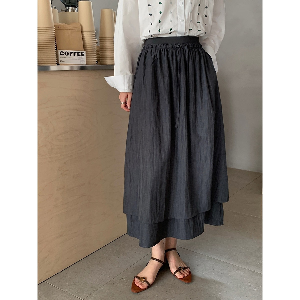 香港潮牌棉茧双色灰垂坠感双层腰头半身裙显瘦神裙简约优雅小个子,女装/女士精品,大码半身裙,淘宝优惠券,粉丝福利购,淘宝优惠卷