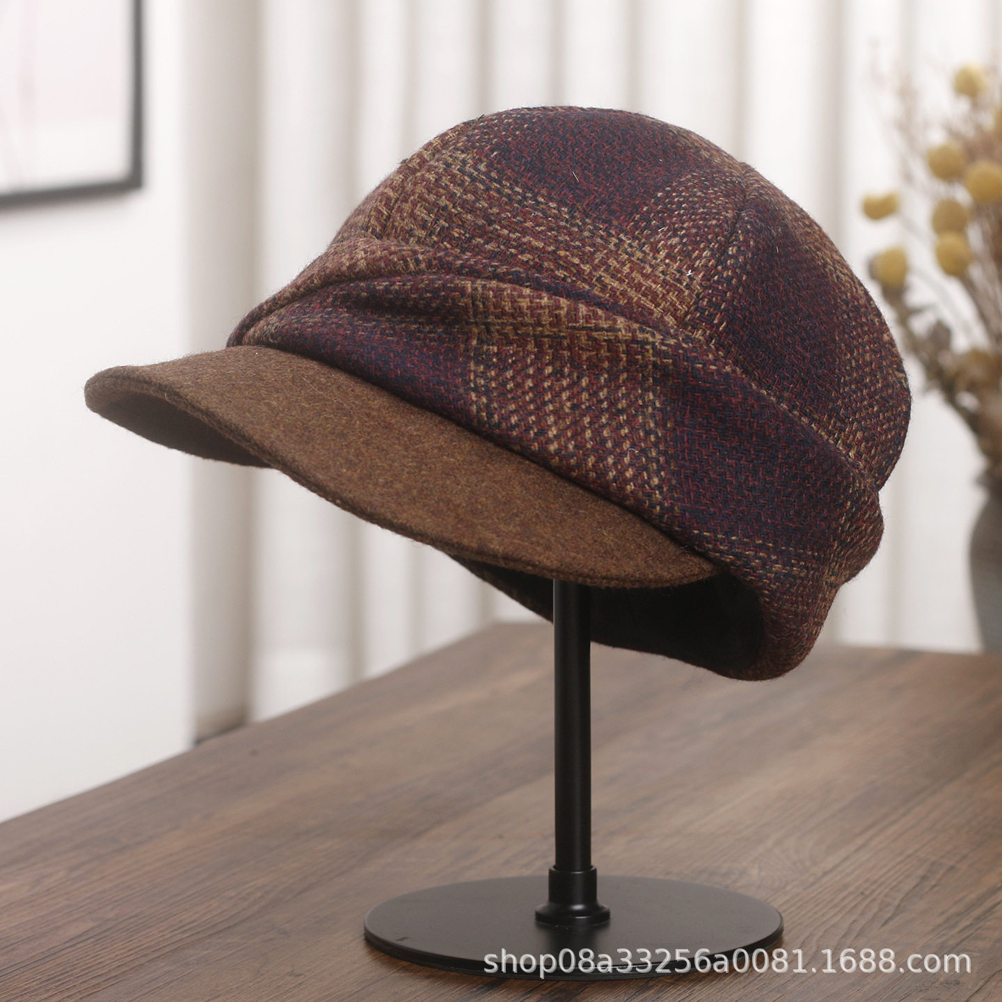 香港潮牌秋冬季羊毛护耳贝雷帽女复古格纹画家帽时尚百搭保暖鸭舌,服饰配件/皮带/帽子/围巾,帽子,淘宝优惠券,粉丝福利购,淘宝优惠卷