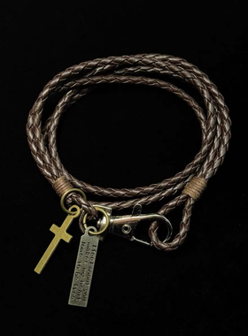 Vintage古着 Leather rope cross手环