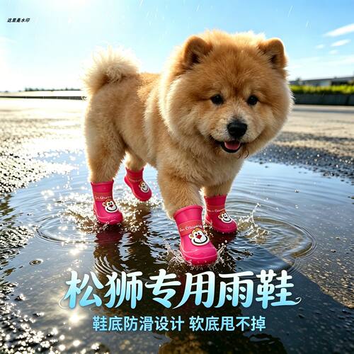 松狮犬专用狗狗雨鞋脚套小狗鞋子外出软底甩不掉夏季透气穿的雨靴
