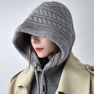 巴拉克拉法帽女秋冬新款帽子围脖一体韩版休闲保暖护耳毛线针织