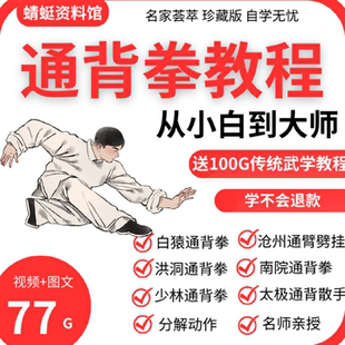 通背拳全套教程视频教学传统武术技法拳法拳械少林通臂拳教学网课