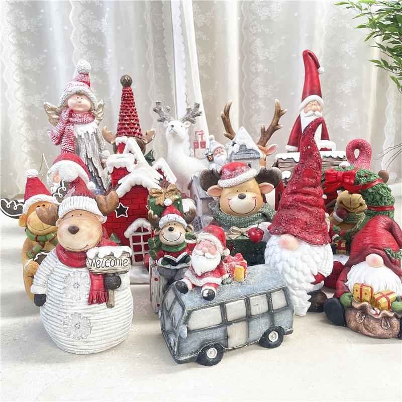 H.X美式创意圣诞系列庭院阳台花园麋鹿圣诞老人氧化镁落地摆件