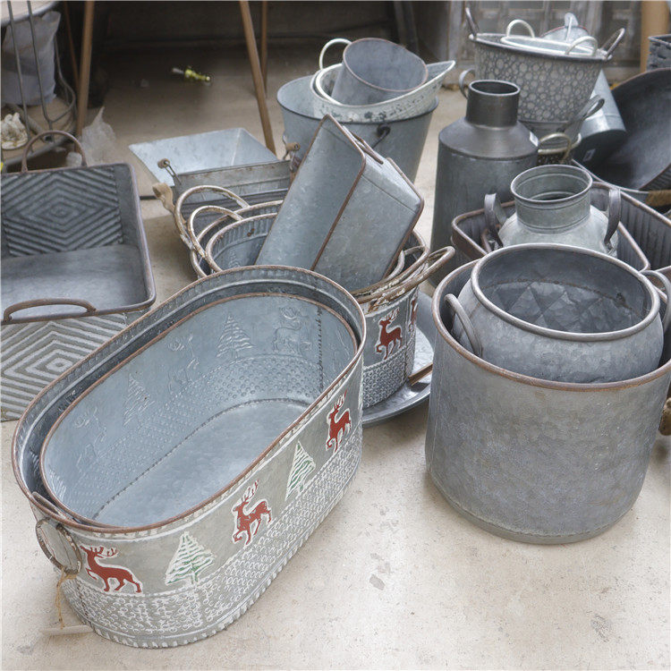 复古做旧田园风铁艺花盆摆件花店花桶插花铁皮工艺花器,家居饰品,户外/庭院摆件,淘宝优惠券,粉丝福利购,淘宝优惠卷