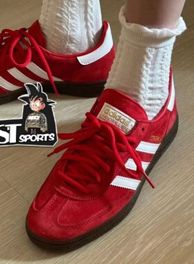 Adidas三叶草HANDBALL SPEZIAL正红色女子低帮T头德训板鞋FV1227
