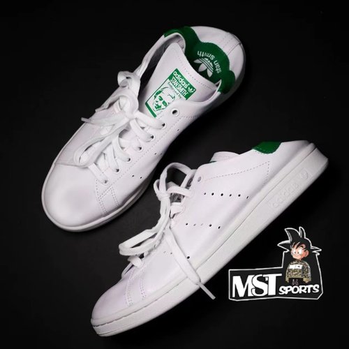 Adidas三叶草薄底软牛皮绿尾板鞋