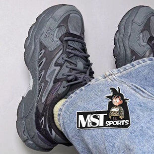 Fila斐乐Fern蕨草黑复古男女反毛皮增高运动老爹鞋 F12W331101ADB