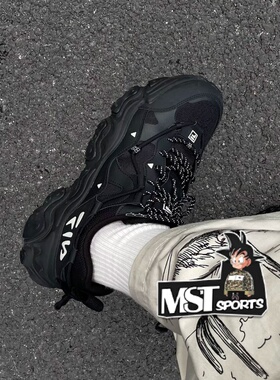 FILA斐乐FLUID猫爪5厚款黑武士男女运动休闲老爹鞋F12W412105FBK