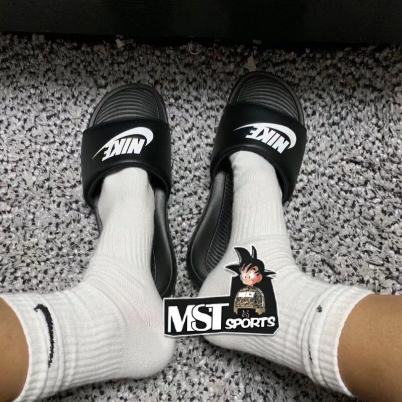 Nike耐克男女黑白缓震运动拖鞋