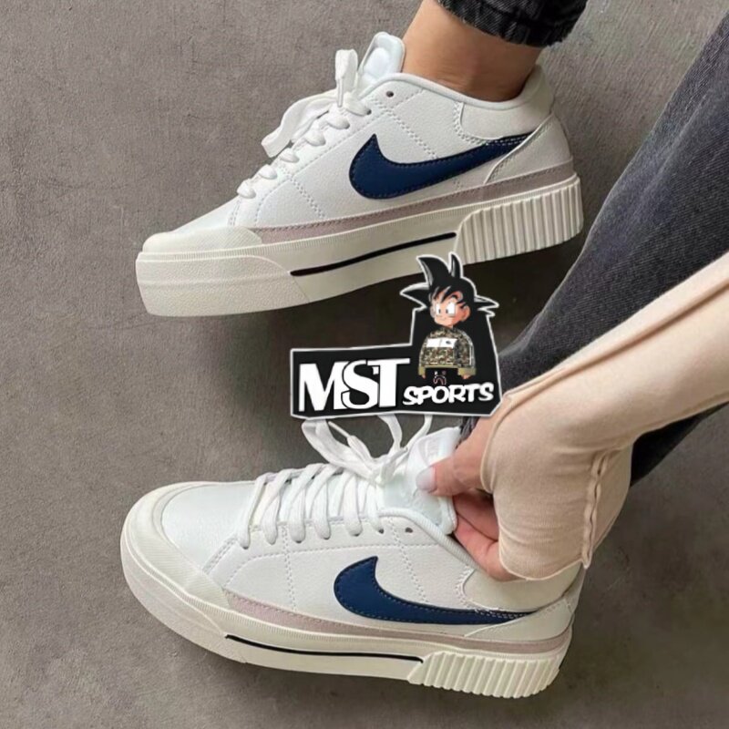 Nike耐克Court Legacy白蓝开口笑厚底女子增高运动板鞋DM7590-104